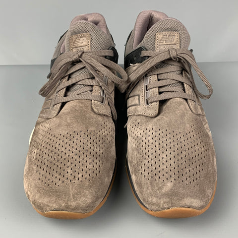 NEW BALANCE 24/7 Size 11.5 Grey Perforated Suede Sneakers