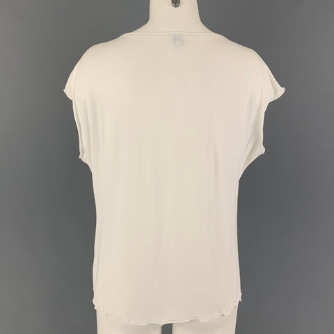 ARMANI COLLEZIONI Size 16 White Viscose Sleeveless T-Shirt