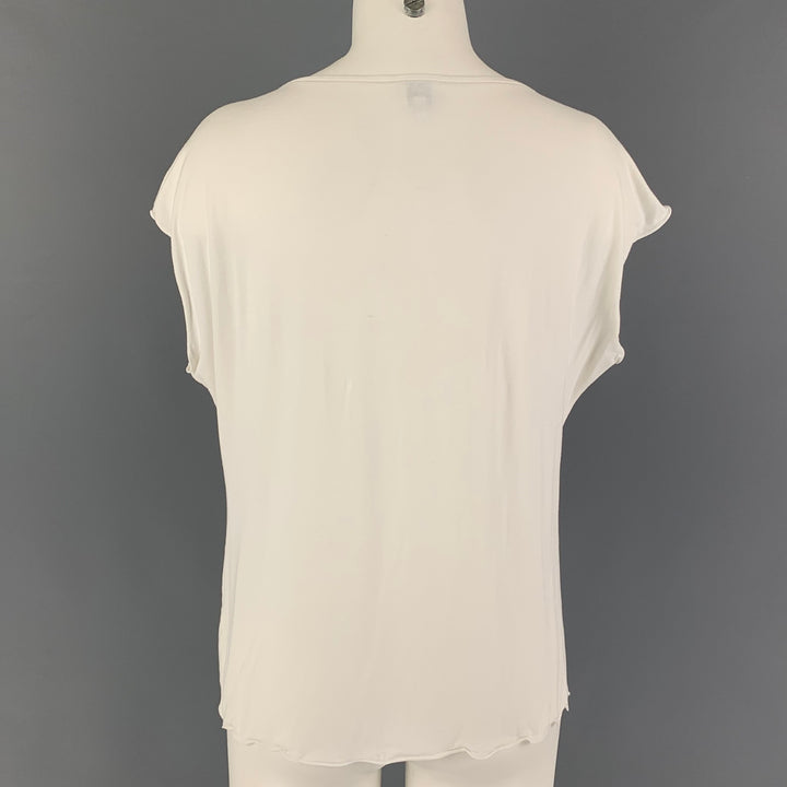 ARMANI COLLEZIONI Size 16 White Viscose Sleeveless T-Shirt
