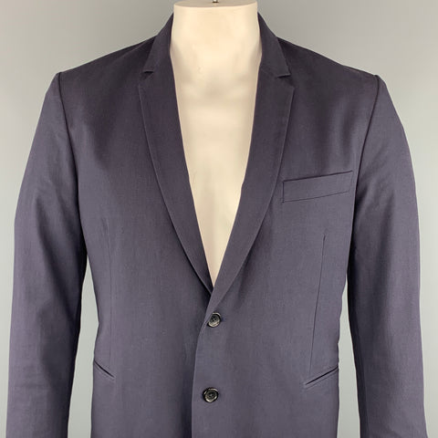 PS by PAUL SMITH Chest Size 44 Solid Navy Cotton / Elastane Sport Coat