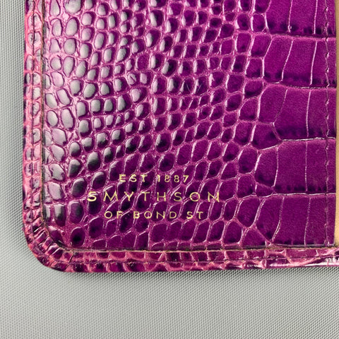 SMYTHSON OF BOND ST. Purple Embossed Leather iPad Case