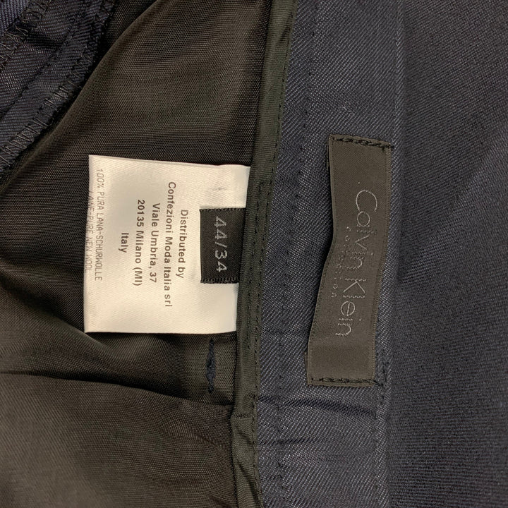 COLECCIÓN CALVIN KLEIN Talla 34 Traje de esmoquin con solapa de pico de lana negro azul marino