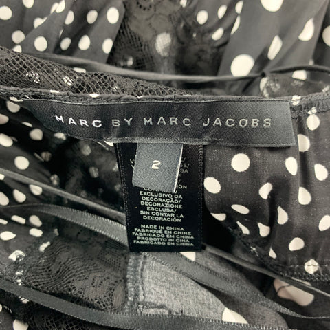 MARC by MARC JACOBS Talla 2 Vestido con tirantes finos de viscosa y lunares en blanco y negro