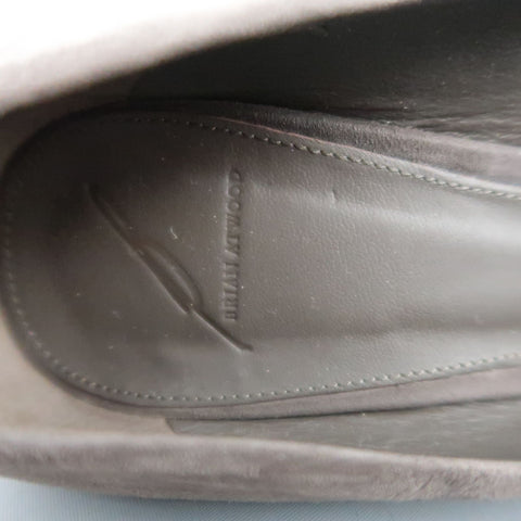 BRIAN ATWOOD Size 7.5 Taupe Suede Metal Chunky Heel Pumps