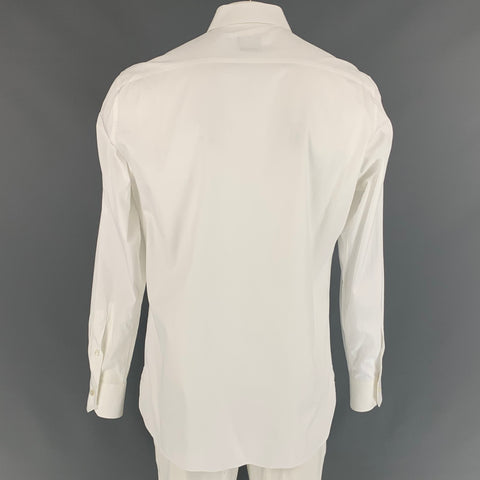 ERMENEGILDO ZEGNA Size XL White Cotton Tailored Fit Long Sleeve Shirt