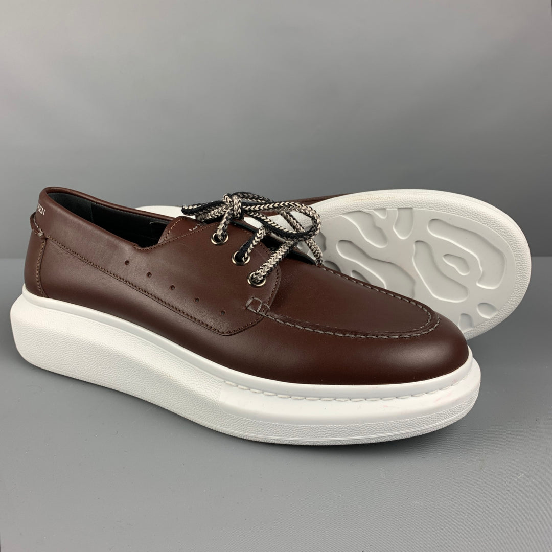 ALEXANDER MCQUEEN Size 11 Brown Solid Leather Lace Up Shoes