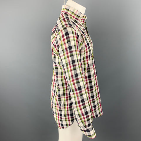 ETRO Size S Multi-Color Plaid Cotton Button Up Long Sleeve Shirt