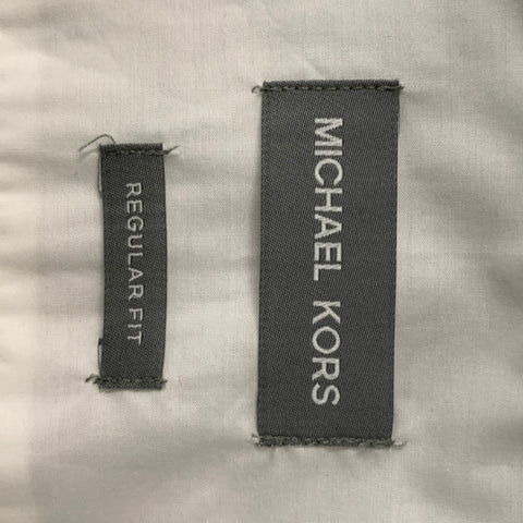 MICHAEL KORS Size L White Solid Cotton Button Up Long Sleeve Shirt