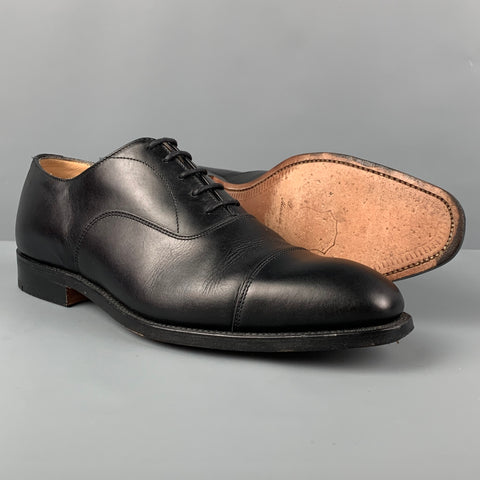 BOWEN Taille 8 Chaussures à lacets en cuir noir à bout renforcé
