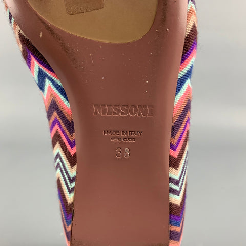 MISSONI Size 8 Multi-Color Fabric Zig Zag Bow Flats