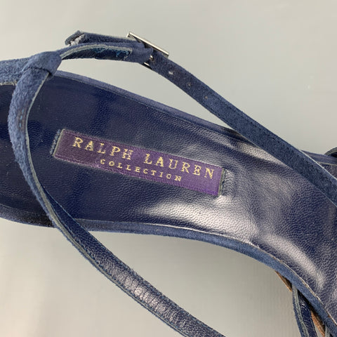 RALPH LAUREN Size 8 Blue Suede Strappy Sandals