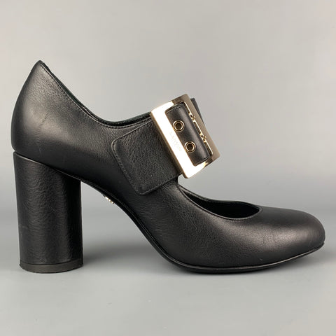 LANVIN Talla 6 Zapatos de tacón Mary Jane con hebilla de cuero negro