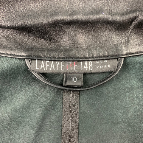 LAFAYETTE 148 Taille 10 Veste à boutons cachés ceinturée en cuir noir