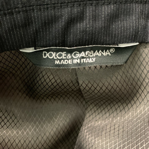 DOLCE & GABBANA Size 40 Pinstripe Charcoal Cotton Notch Lapel Sport Coat