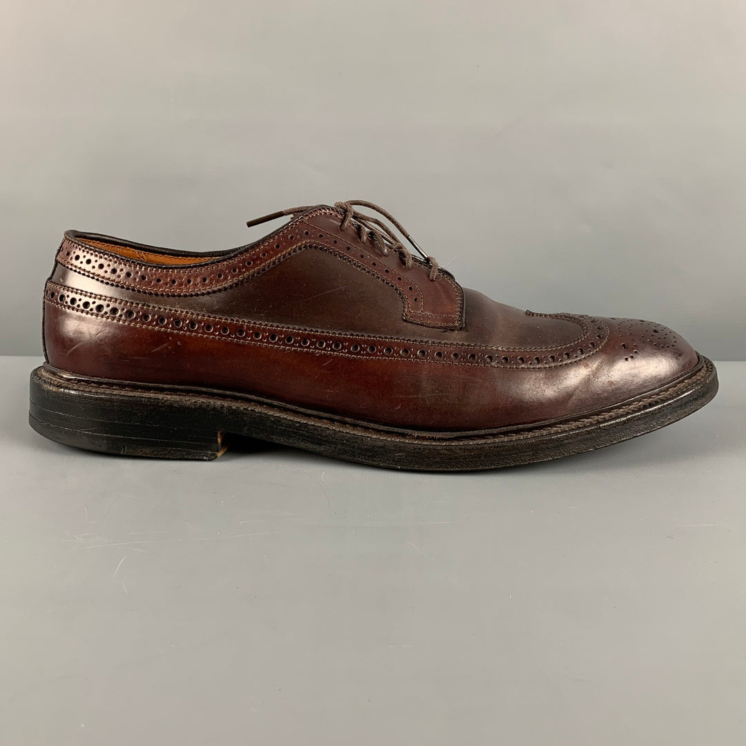ALDEN Size 11 Brown Perforated Leather Wingtip Lace Up Shoes