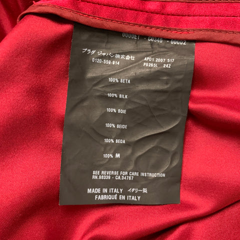 PRADA Talla 10 Top de vestido sin mangas plisado de seda roja