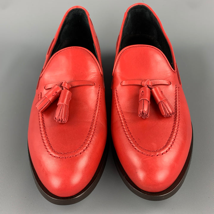 PAUL SMITH Size 10 Red Leather Tassels Loafers
