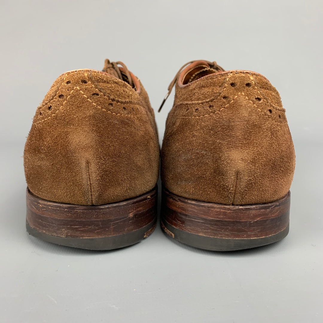 ALDEN 51670F Size 15 Brown Perforated Suede Cap Toe Lace Up Shoes