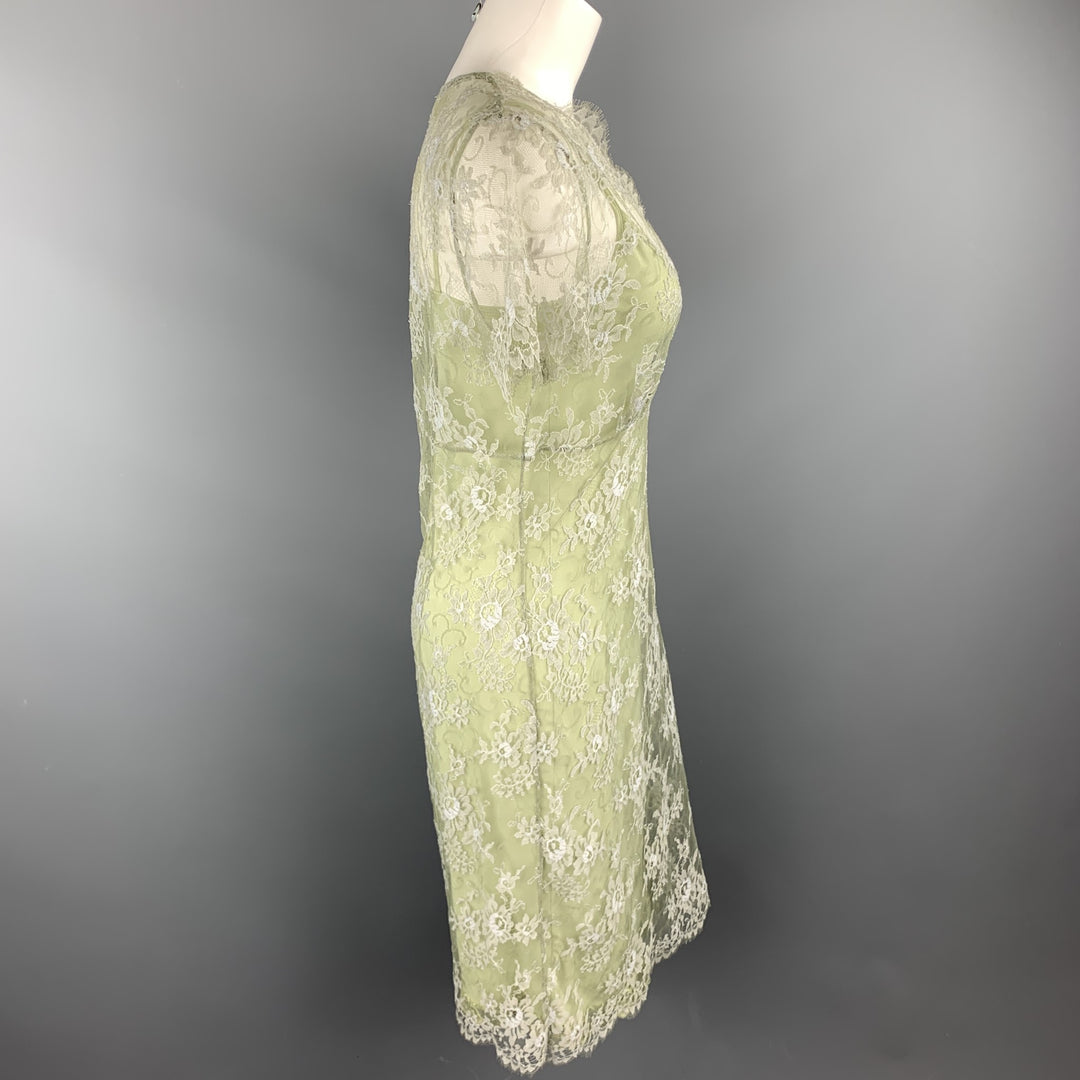 COLLETTE DINNIGAN Size L Green Lace Nylon / Spandex Cocktail Dress
