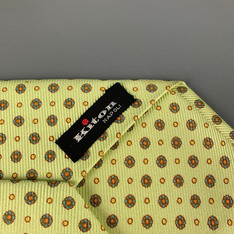 KITON Light Green Blue Dots Silk Tie
