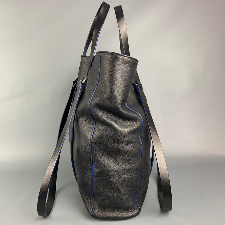 CoSTUME NATIONAL Black Pebble Grain Leather Tote Bag