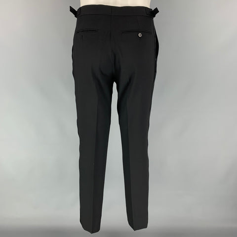 RALPH LAUREN Black Label Size 38 Regular Black Wool Peak Lapel Tuxedo Suit