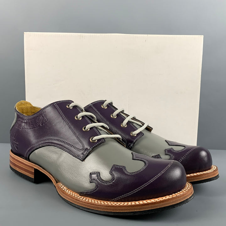 JOHN FLUEVOG Talla 10 Zapatos con cordones de cuero gris morado