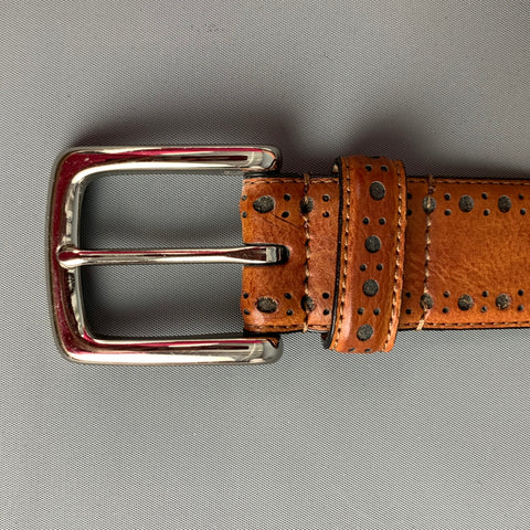 COLE HAAN Size 38 Brown Tan Perforated Leather Belt