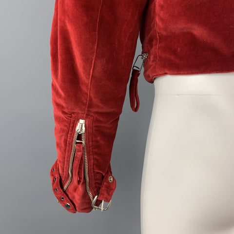 JEAN PAUL GAULTIER HOMME Chest Size 38 Red Solid Velvet Cropped Jacket