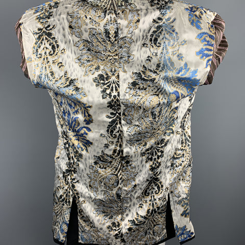 JUST CAVALLI Size 40 Black Wool Lace Notch Lapel Sport Coat