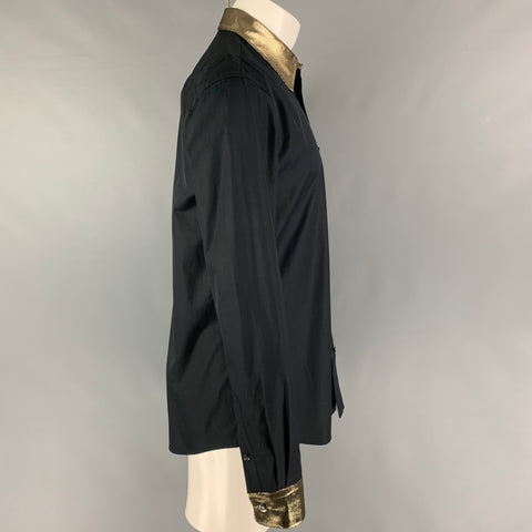 ALEXANDER MCQUEEN Size M Black Gold Cotton Button Up Long Sleeve Shirt