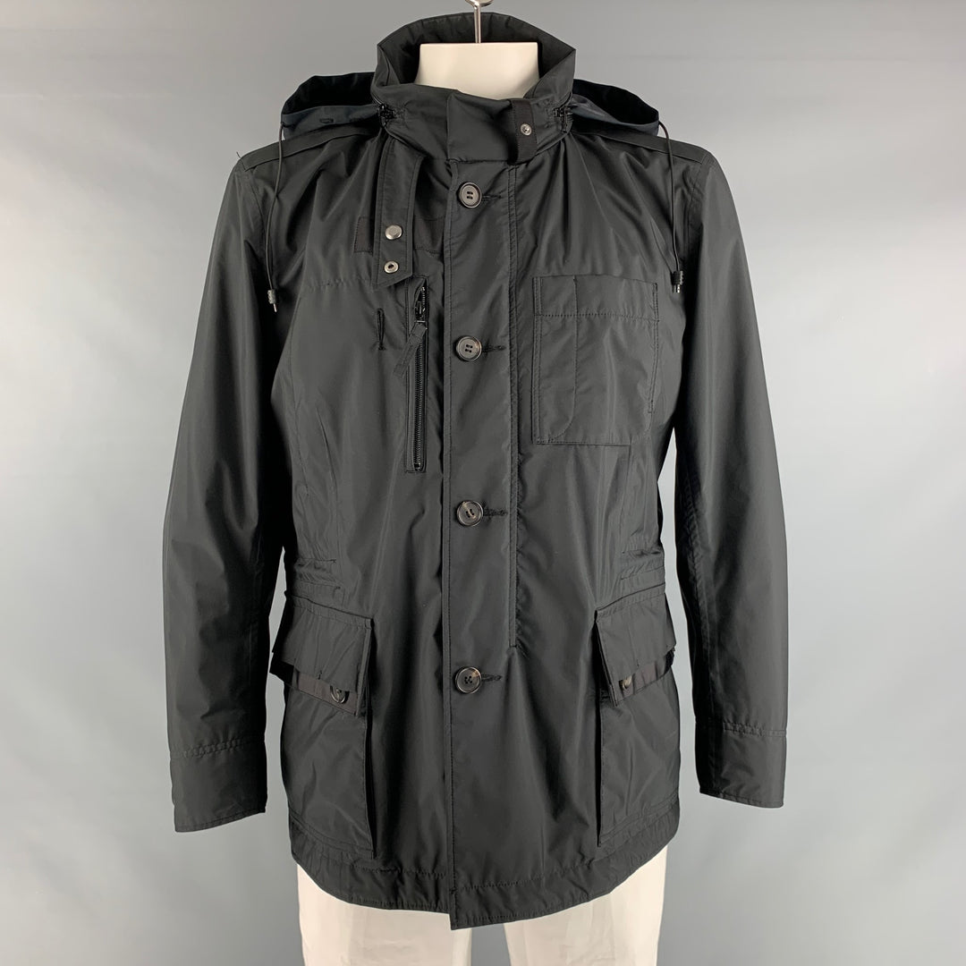 ISSEY MIYAKE Size L Black Polyester Windbreaker Jacket