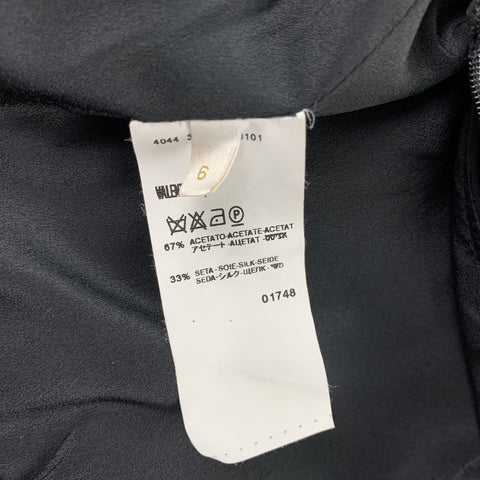 VALENTINO Talla 6 Vestido de cóctel sin mangas de acetato / seda negro