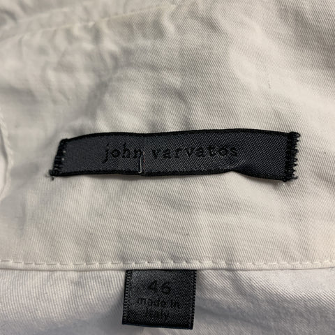 JOHN VARVATOS Size 36 White Cotton / Linen Silver Embossed Metal Buttons Sport Coat