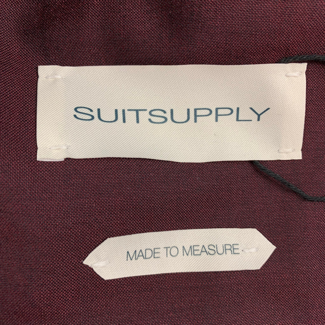 SUIT SUPPLY Size 36 Burgundy Wool Mohair Notch Lapel Suit