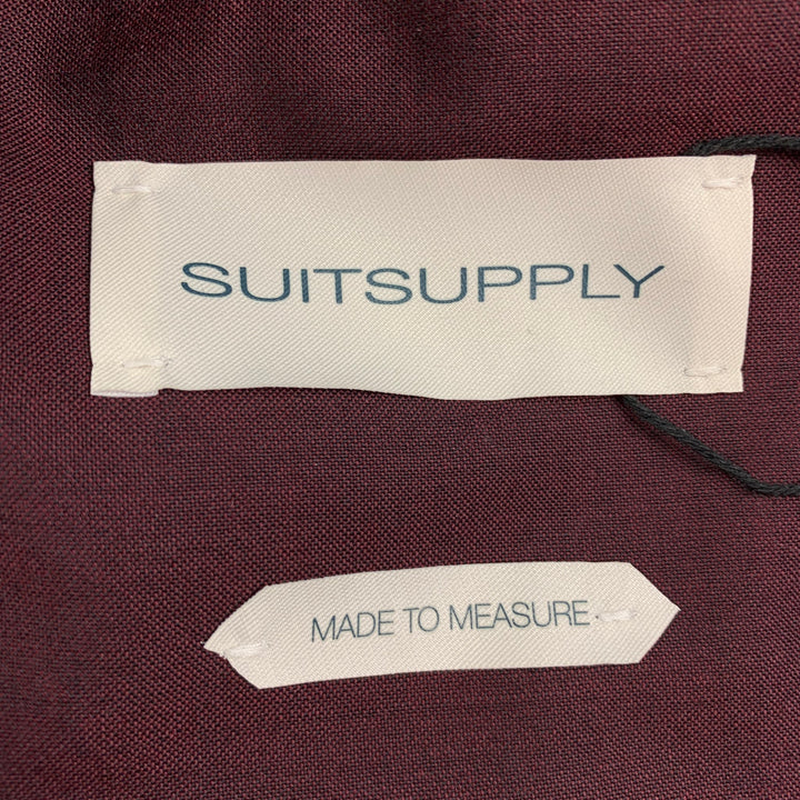 SUIT SUPPLY Size 36 Burgundy Wool Mohair Notch Lapel Suit