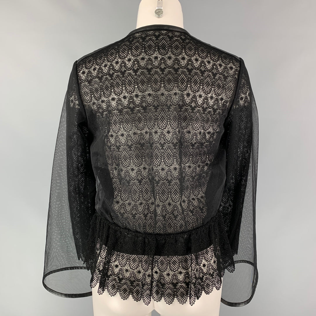 NOIR KEI NINOMIYA Size S Black Tulle See Through Textured Leather Jacket