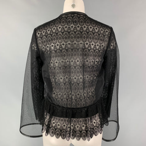 NOIR KEI NINOMIYA Size S Black Tulle See Through Textured Leather Jacket