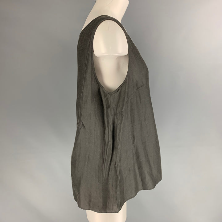 GIORGIO ARMANI Size 12 Slate Linen & Silk Blouse