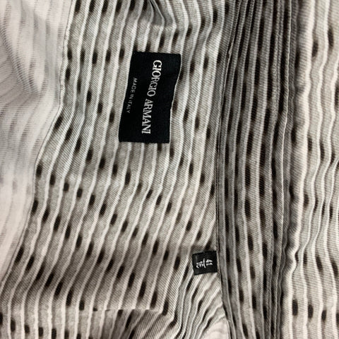 GIORGIO ARMANI Size M Grey & White Print Cotton Hidden Buttons Long Sleeve Shirt