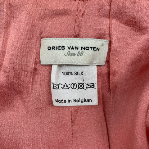 DRIES VAN NOTEN Size 6 Pink Beaded Silk Bolero Vest