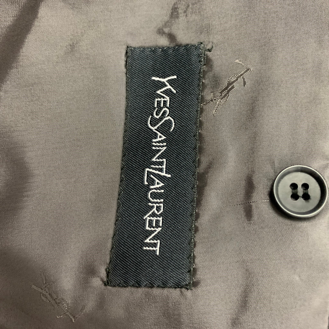 Vintage YVES SAINT LAURENT Size 46 Regular Dark Gray Textured Wool Sport Coat