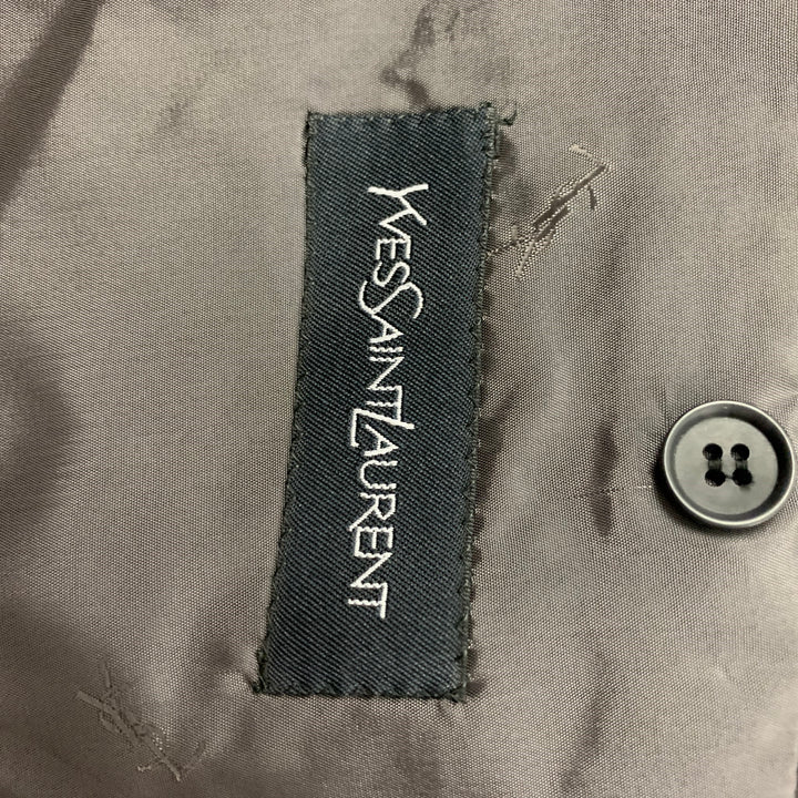 Vintage YVES SAINT LAURENT Size 46 Regular Dark Gray Textured Wool Sport Coat