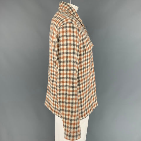 OUR LEGACY Size 42 Beige & Tan Checkered Alpaca / Wool Long Sleeve Shirt