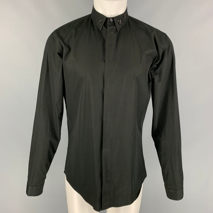 DIOR HOMME Size M Black Cotton Long Sleeve Shirt