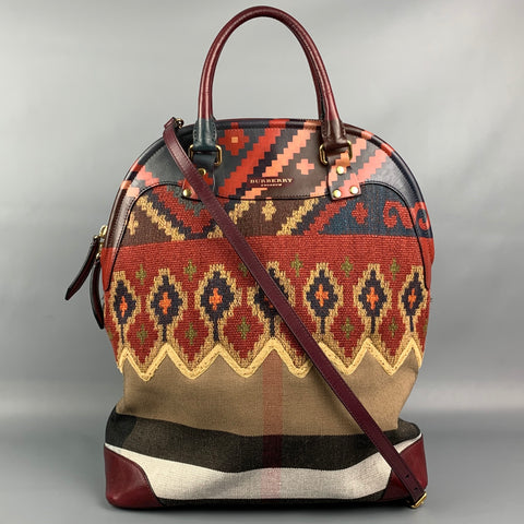 BURBERRY PRORSUM Fall 2014 Geometric St Ives Canvas Tote Bag