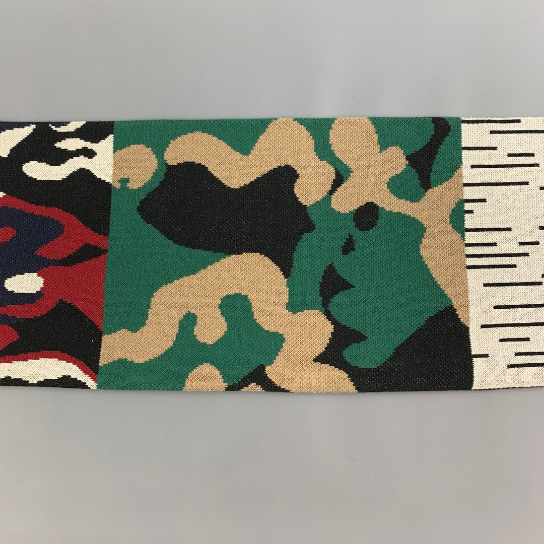 GOSHA RUBCHINSKIY Multi-Color Camoflage Cotton Blend Knitt Scarf