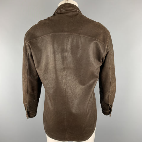 NORTH BEACH LEATHER Chest Size XS Brown Solid Leather Shirt Jacket Jacket