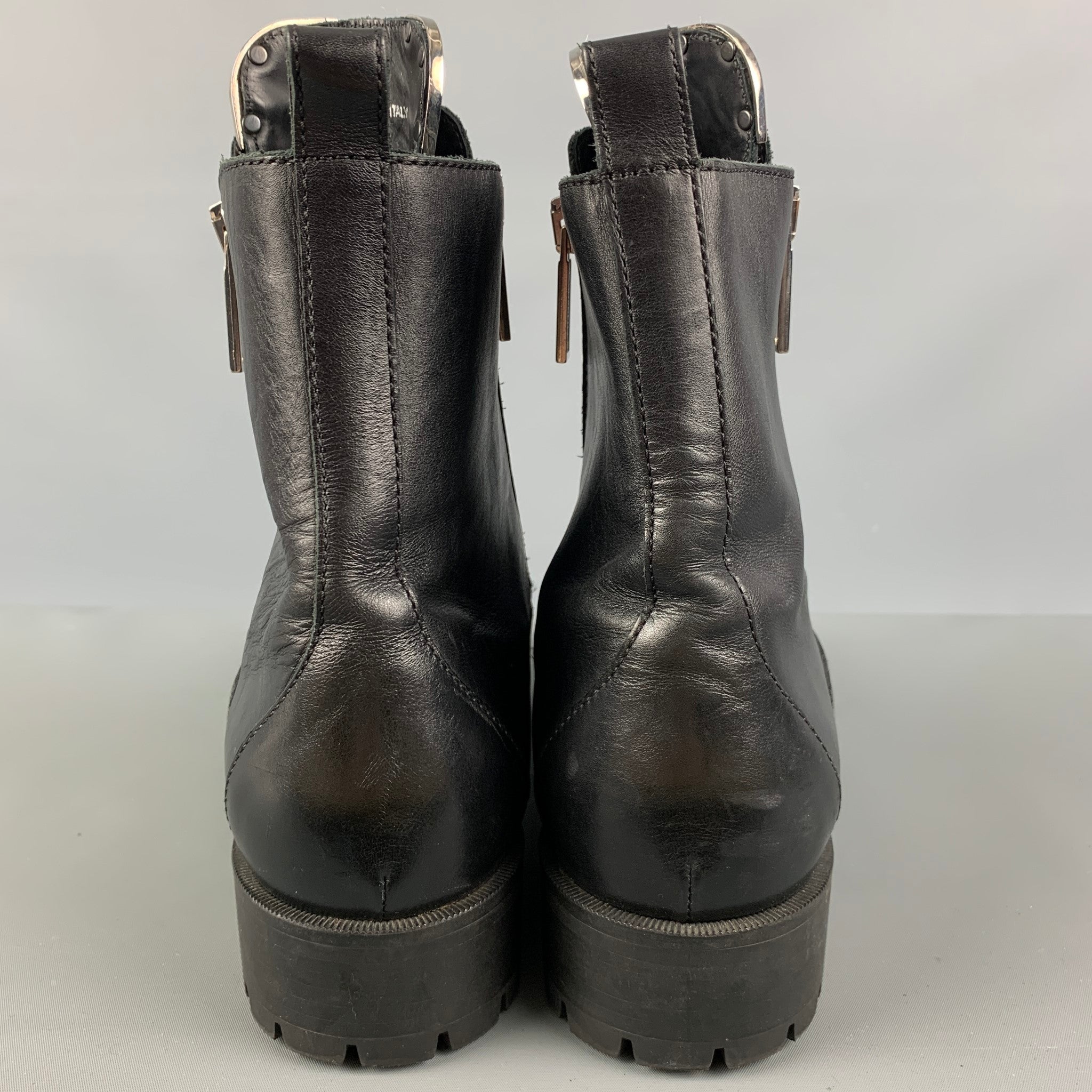 DSQUARED2 Size 11 Black Leather Double Zipper Boots – Sui Generis