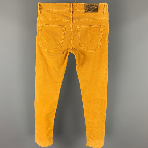 SIVIGLIA Size 31 Mustard Textured Cotton Jean Cut Casual Pants